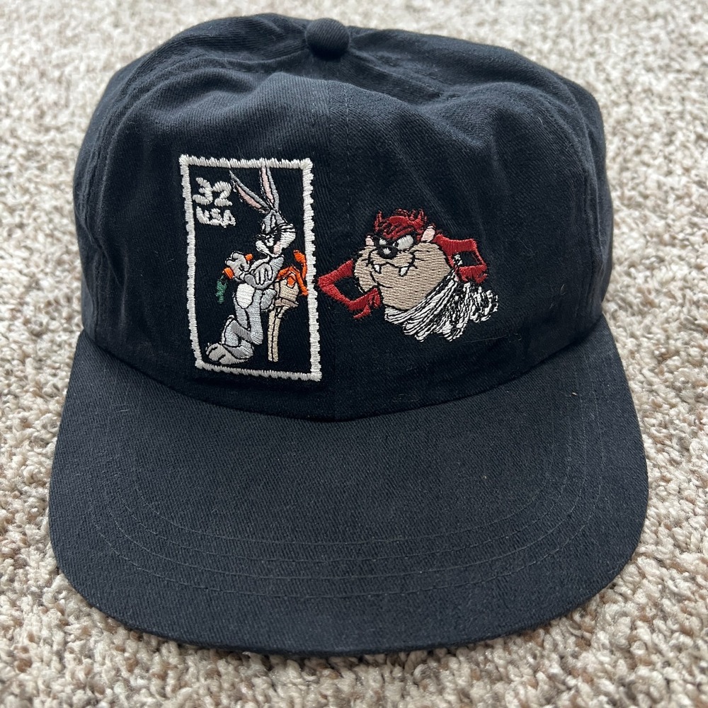 VTG 1997 Looney Tunes Stamp Collection Bugs Bunny Tasmanian Devil Hat Cap USA